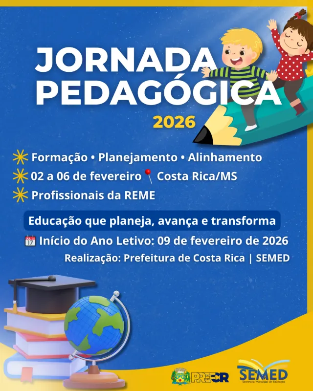 Imagem de compartilhamento para o artigo Costa Rica realiza Jornada Pedagógica 2026 com foco em neurociência e inteligência artificial da MS Todo dia